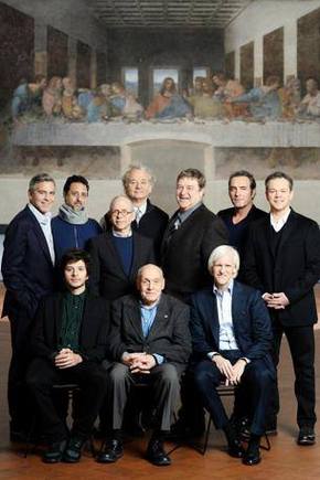 George Clooney y sus compañeros de 'Monuments Men', fotografiados en 'La última cena'